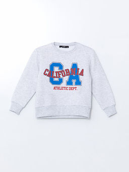 Bisiklet Yaka Bask?l? Erkek ?ocuk Sweatshirt