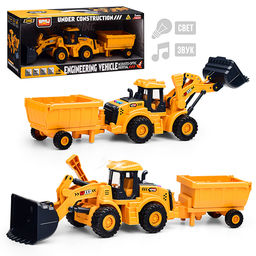 Трактор "Строитель" с прицепом, в коробке