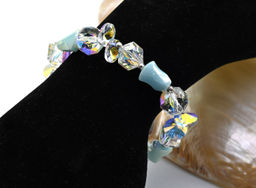 Браслет с цирконом цв.голубой, 16см