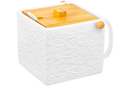 Банка д/сыпучих продуктов с бамбуковой крышкой 1000 мл 16,5*15*12 см Веточки-цветочки + ложка - Elan gallery фото 8