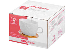 Чашка для капучино и кофе латте 500 мл Розы + дер. подставка - Elan gallery фото 23