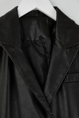 Limited Edition Siyah Y?kamal? Suni Deri Blazer Ceket TWOAW26BC00033 - Trendyolmilla фото 4