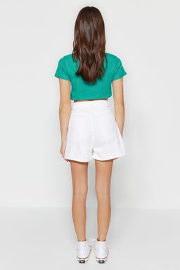 TRENDYOLMILLA Ac?k Mavi Y?rtmacl? Denim Sort Etek TWOSS23SR00091 фото 9