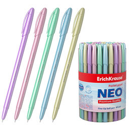 Цена за 60 шт. Ручка шариковая ErichKrause Neo® Stick Pastel 0.7, Super Glide Technology, цвет чернил синий (в тубусе по 60 шт.)