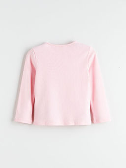 Bisiklet Yaka Bask?l? K?z ?ocuk Ti??rt