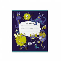 Цена за 10 шт. Тетрадь школьная ученическая ErichKrause Monsters, 12 листов, клетка (в плёнке по 10 шт.)_MIX-PACK  фото 7
