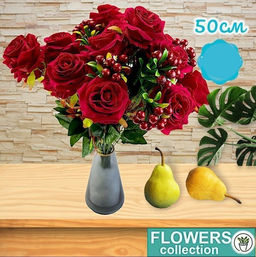 Букет шикарных бархатных Роз с ягодами 50см 7 - Buro фото 2