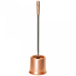 Ерш унитазный пластмассовый со съемной ручкой из нержавеющей стали "Металлик" 49см, с подставкой д13,5см h11,5см, бежевый (Китай)