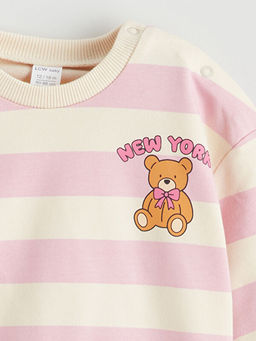 Bask?l? K?z Bebek Sweatshirt ve Pantolon 2li