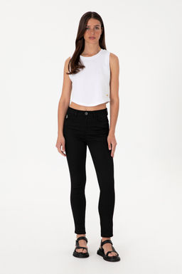 Kad_n Siyah Kanvas Pantolon Sepette S_rpriz _ndirim