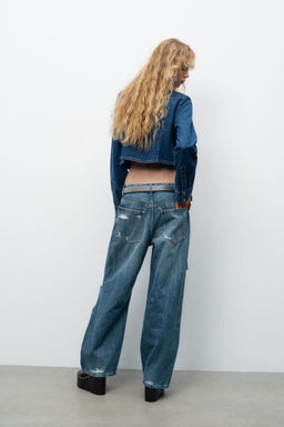 TRF RIPPED MID-RISE BAGGY BALLOON JEANS - Zara фото 5