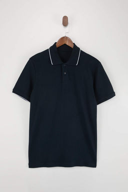 Lacivert Regular Polo Yaka Duz Polo Yaka T-shirt TMNSS26PO00020