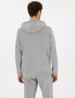 Gri Melanj Regular Fit Pamuk Kar___ml_ Tam Fermuarl_ Sweatshirt - Cacharel фото 5