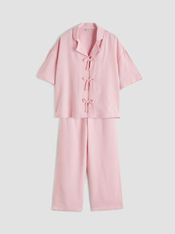 Keten Kar???ml? K?z ?ocuk Bluz ve Pantolon