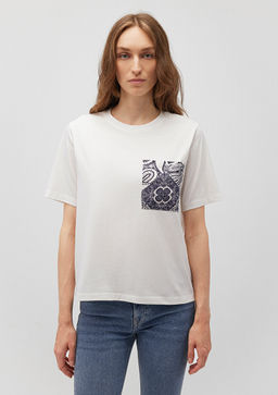 Bask?l? Beyaz Tisort - Mavi фото 3