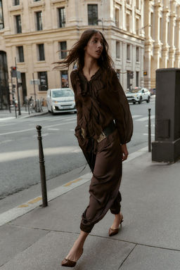 FLOWING SHIRT WITH RUFFLE TRIMS - Zara фото 3