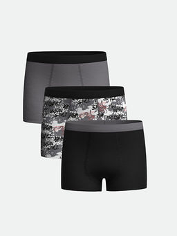 Bask?l? Erkek ?ocuk Boxer 3l?