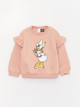 Bisiklet Yaka Uzun Kollu Daisy Duck Bask?l? K?z Bebek Sweatshirt