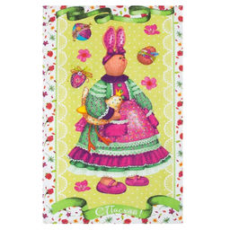 Полотенце пасхальное Доляна Пасхальный зайчик 35х602 см, 100% хлопок, рогожка 162г/м2  фото 7