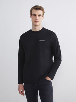 Bisiklet Yaka Bask?l? Erkek Sweatshirt