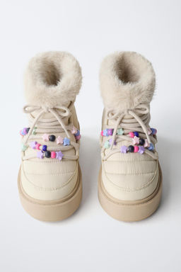 BEADED ANKLE BOOTS WITH FAUX FUR LINING - Zara фото 4