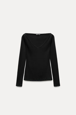RIBBED LONG SLEEVE T-SHIRT - Zara фото 4