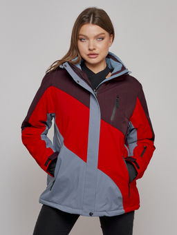 Горнолыжная куртка женская зимняя большого размера красного цвета 2308Kr - Mtforce фото 3