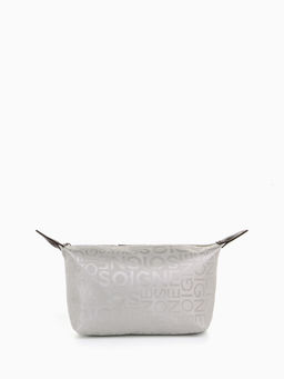 Цена за 2 шт. Косметичка на молнии простая, маленькая, с рисунком Надписи, серая - Simaland фото 2