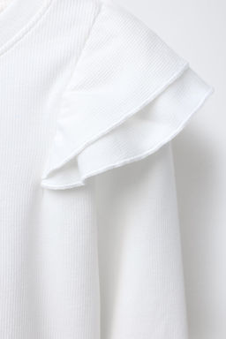 RIB T-SHIRT WITH RUFFLE TRIMS - Zara фото 3