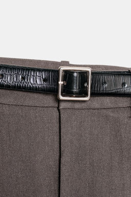 TROUSERS WITH TURN-UP HEMS AND BELT - Zara фото 9