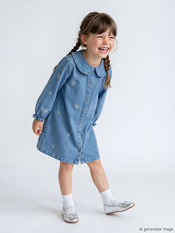 Bebe Yaka Nak??l? K?z ?ocuk Jean Elbise