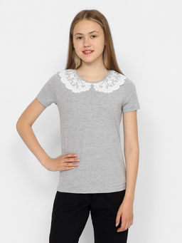 CRB wear/CWJG 63197-11 Джемпер для девочки,светло-серый меланж/Ex.Cherubino