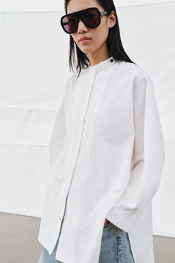CAMISA OVERSIZE POPEL?N ZW COLLECTION / Blanco roto