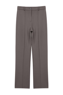 Antrasit Straight/Duz Kesim Yuksek Bel Nervur Dikisli Dokuma Pantolon TWOSS21PL0093