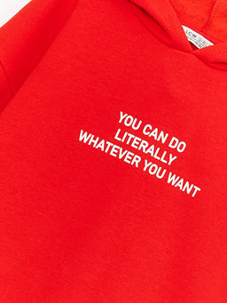 Bask?l? Uzun Kollu K?z ?ocuk Hoodie - Waikiki фото 3