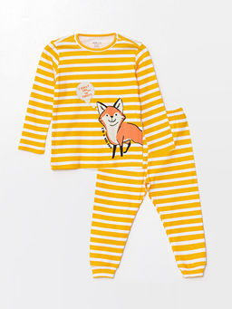 Bisiklet Yaka Uzun Kollu Bask?l? Erkek Bebek Pijama Tak?m?