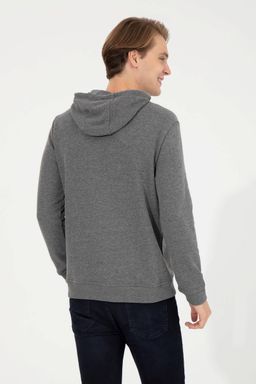 Мужская толстовка с капюшоном цвета антрацит меланж базовая - U.s. polo assn фото 5