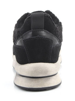 04-XKL23-138R BLACK Кроссовки утепленные женские (натуральная кожа, натуральная замша, байка)