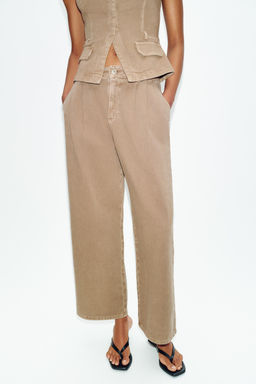 JEANS Z1975 WIDE LEG TIRO MEDIO PINZAS / Camel claro - Zara фото 7
