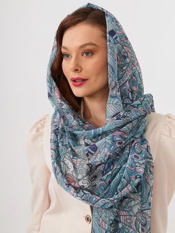 Большой, мягкий, тонкий и очень нежный двусторонний палантин с рисунком в стиле арт-деко - Tantino фото 8