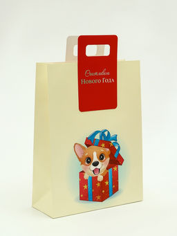 Цена за 12 шт. Пакет подарочный новогодний с вырубной ручкой Лучший подарок 30?40?12 см