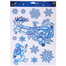 Цена за 4 шт. Наклейка на стекло "Волшебная зима" 41*19 см, микс