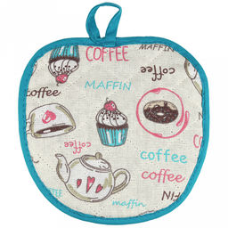 Прихватка с запахом 19х19см "Вкусняшки", форма "Яблоко", рогожка 171г/м2, хлопок 100%, наполнитель - ватин 280г/м2, на пластмассовом подвесе, "Домашняя мода" (Россия)