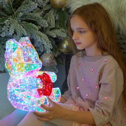 ULD-R508 USB BEAR WITH HEART Светильник декоративный Мишка с сердцем, с USB проводом. 200 светодиодов. Белый свет. Цвет корпуса радужный. TM Uniel - Volpe фото 4