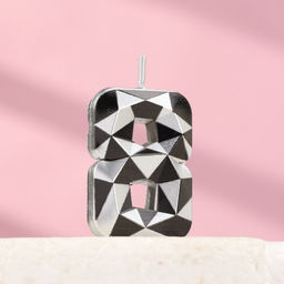 Цена за 3 шт. Свеча для торта «Алмаз», цифра 8, серебристый металлик