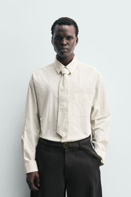 STRIPED SHIRT WITH CONTRAST TIE - Zara фото 10