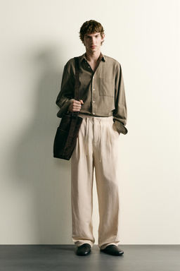 PANTAL?N RELAXED FIT VISCOSA - LINO / Crudo