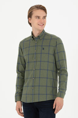 Мужская рубашка цвета хаки с длинным рукавом - U.s. polo assn фото 10