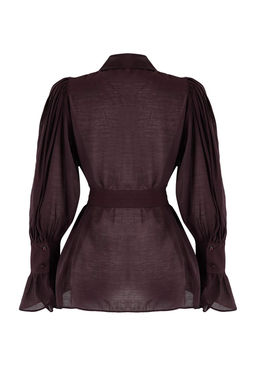 Bordo Baglama Detayl? Hafif Transparan Yumusak Hisli Boho Gomlek TWOAW26GO00111 - Trendyolmilla фото 19