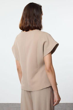 TRENDYOLMILLA Haki Oversize Kruvaze Dokuma Yelek TWOAW25YE00053  фото 4